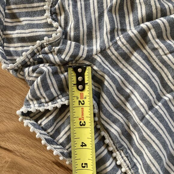 Madewell Oahu Coverup Shorts Stripe White Blue Pompom Trim XS Beach Coastal Chic - Picture 12 of 12